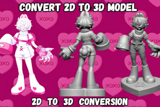 convert 2d to 3d character model concept art for 3d printing