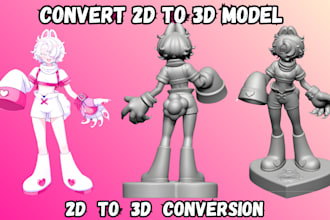 convert 2d to 3d character model concept art for 3d printing