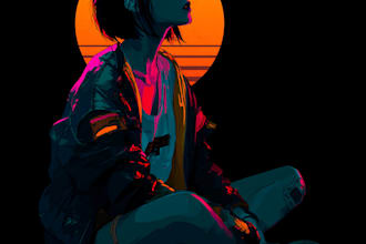 draw pop dark 80s cyberpunk illustration for t shirt design