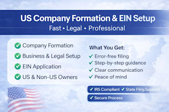do company formation, business setup, legal setup, and ein application