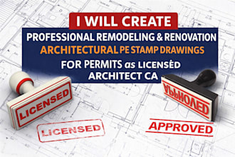 create remodeling and renovation pe stamp drawing as licensed architect ca