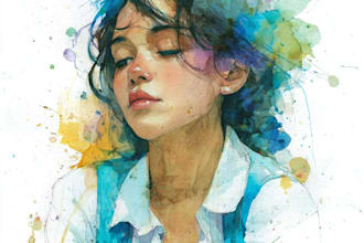 paint watercolor illustration and watercolor portrait
