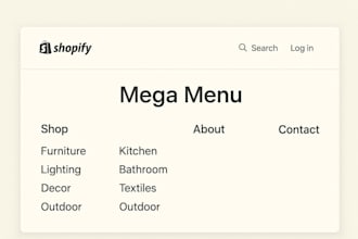 create shopify mega menu store collection navigation dropdown product listing