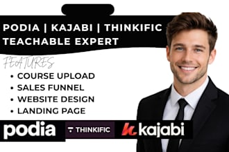 design redesign thinkific website, teachable, podia, kajabi course website
