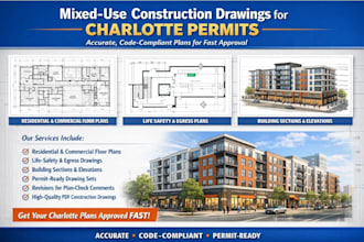 prepare residential, commercial mixed use drawings in charlotte