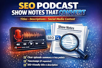 write SEO podcast show notes and repurpose episodes into social media content
