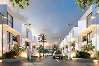 design modern rowhouse in poland, 3d exterior visualization, cgi interior render
