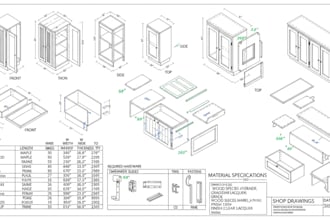 create detailed shop drawings with cut lists and materials