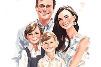 custom watercolor family portrait from photo