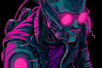 draw 80s synthwave retrowave cyberpunk vaporwave illustration art