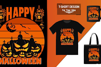 do high quality wolf and halloween mascot logo with t shirt design