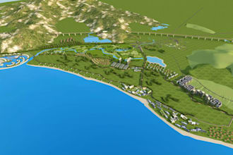 visualize golf clubhouse, golf course,golf cart park design, landscape rendering