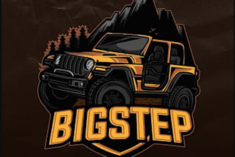 do high quality monster jeep mascot logo with t shirt design