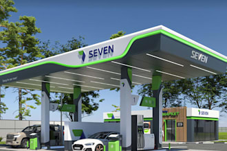 design oil and fuel station,petrol dealership,fuel pump,gas station store render