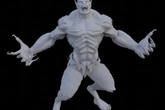 sculpt 3d realistic creature,sci fi or fantasy character,for 3d printing, zbrush