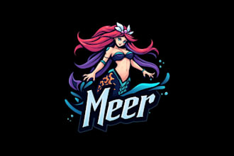 do nautical mermaid mascot logo with t shirt design