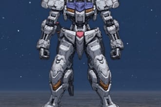 draw mecha robot ,armor ,gundam in anime or realism style