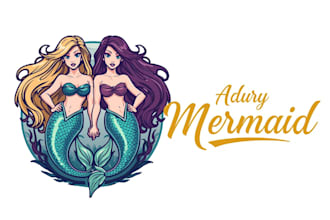 do high quality mermaid mascot logo with t shirt design
