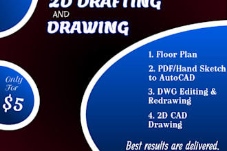 redraw floor plans in autocad 2d with dimensions