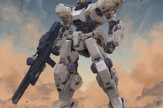 create retro mecha or scifi gundam art