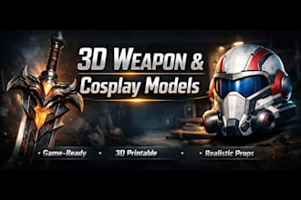 create high quality 3d weapon models and 3d cosplay props for games and cosplay
