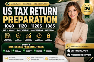 prepare 1040 1120 1120s 1065 tax returns for llc s corp CPA
