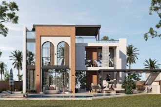 remodel residential building,luxury apartment, elevation design, backyard render