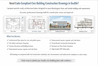 provide code compliant civic building construction drawings