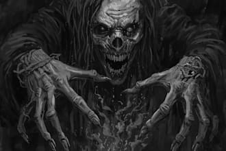 draw dark, horror illustration