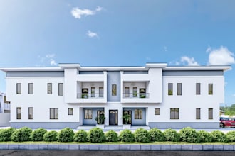 renovate 3d existing house,building exterior,duplex rose villa,d5 balcony render