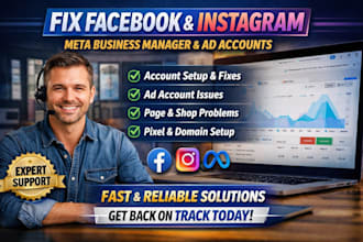 set up and fix metal business manager, facebook and instagram ad account