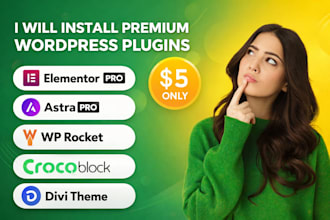 install elementor pro, astra pro, rank math pro, wp rocket and crocoblock