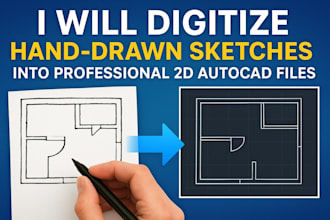hand drawn sketches into professional 2d autocad files
