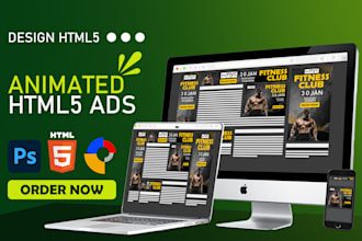 design animated HTML5 banner ads for google adwords or adroll