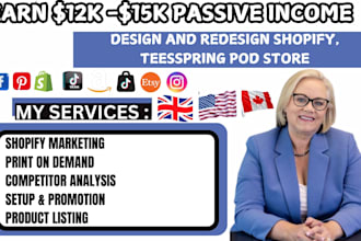 design and set up teespring, shopify, and pod print on demand stores