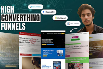 build landing pages, sales funnels in clickfunnels and kartra, website in kajabi