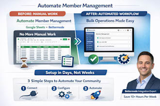 set up bettermode, skool community, online course and google sheets integration