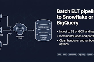 build a batch etl pipeline on AWS or gcp to snowflake or bigquery