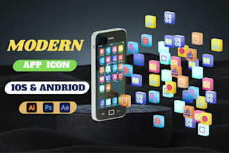 professionally design modern and attractive app icon logo