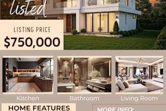 design real estate just listed instagram carousel posts and flyers