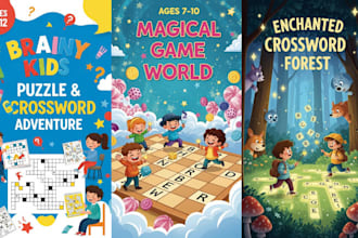 create high quality kids activity book, kids coloring book cover, puzzle book