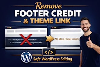 remove wordpress footer credit, theme link or powered by text safely
