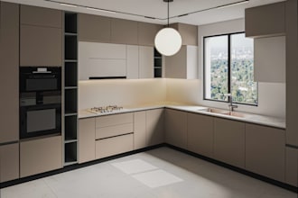 provide a modern bespoke 3d kitchen design and visualization