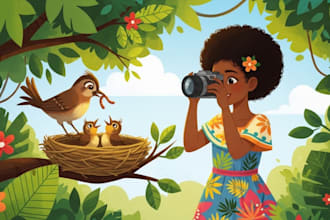 design children story book illustration, storybook illustration, kids story book