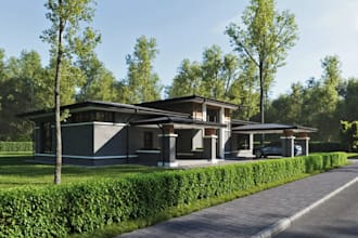 remodel 3d residential architecture,classic single family house, exterior render
