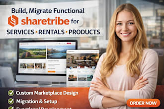 build sharetribe, migrate functional sharetribe marketplace, services, products