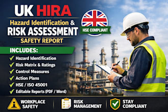 prepare UK hazard identification and risk assessment, hira safety report