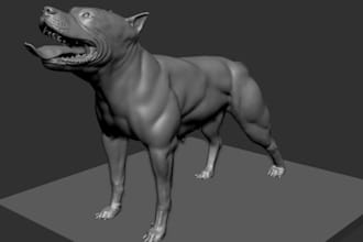 sculpt 3d realistic animal model,3d pet statue,in blander,3d dog figure,creature