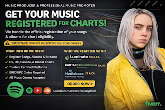 register your song for the billboard US, mediabase charts and official charts UK