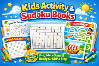 create kids activity books, puzzle books, and sudoku, for KDP and etsy